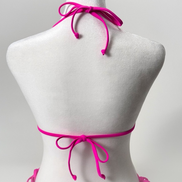 πΊ J.Crew Blue Floral Neon Pink Bikini Swimsuit Size S/M Tie Bottom Retail: $150 - Picture 4 of 16